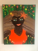Girl in a flower field, acrylic on canvas leveys/ width 40 cm korkeus/ height 50 cm hinta/price 140 €