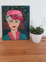 Flower girl, acrylic on canvas leveys/ width 38 cm korkeus/ height 46 cm hinta/ price 100 €