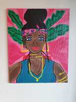 African girl, acrylic on canvas leveys/ width 38 cm korkeus/ height 46 cm hinta/ price 100 €