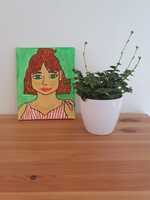 Ginger girl, acrylic on canvas leveys/ width 22 cm korkeus/ height 27 cm hinta/ price 30 €.