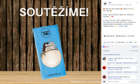 Ukázka úspěšné soutěže o mléčné čokolády. Hodnota výhry: 60 Kč. Počet lajků: 236. Počet sdílení: 185. Počet odpovědí na soutěžní otázku: 262.