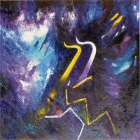 Egy estém a Fonóban olaj, vászon 90 x 90 cm