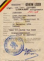 Lidkaart van het Geheim Leger voor Léon Janssens (© coll. J. Bourgeois)