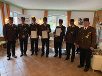 v.l.n.r.: HBI Alois Wieser, HLM Karl Mühlsteiger, HFM Peter Kerschbaumer, HLM Josef Vötter, HFM Kurt Dibiasi, BV Thomas Rainer, OBI Josef Grasl;