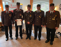 v.l.n.r.: HBI Alois Wieser, HLM Dietmar Leiter, HLM Karl Mühlsteiger, BV Thomas Rainer, OBI Josef Grasl;
