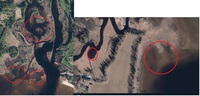Red circle marks good spots for pike.