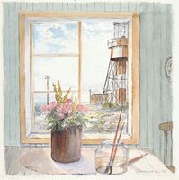 FÖNSTER MOT FYREN Akvarell