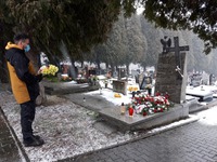 Společný hrob polských padlých na evangelickém hřbitově ve městě Skoczów