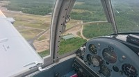 Flying Saab 91D Safir, OH-SFJ, over Vesivehmaa airfield