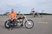 Jori, his Harley and some fancy fighters....