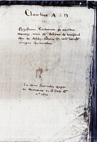 The cover page of the Cartulary bearing the name of Samuel Roper
