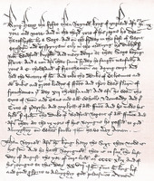 Extract from Woodford cartulary describing Sir Robert Woodford at the Battle of Agincourt.