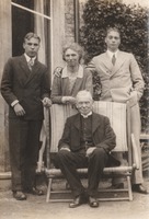 Ethel Harriet Berkeley Jackson nee Woodforde with her husband, Revd Frederick Jackson and sons, Gerald (left) and Eric.
