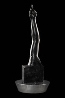 lassù, 2019, marmo nero Marquinia e acciaio inox, cm250x60