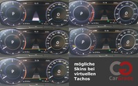 Verschiedene Virtual Cockpit Tacho Skins bei den neuen Skoda, VW & Seat Modellen