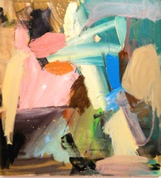 House, oil on wood, Courtesy Alfred Skull Gallery