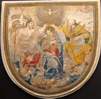 Giovan Battista Crespi detto il Cerano (disegno) e Antonia Pellegrini (ricamo) - Cappuccio piviale con Incoronazione della Vergine