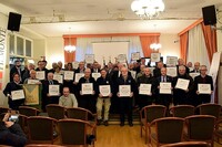 Torino 26.10.2018 Sporting Club - Cerimonia in onore delle Società sportive centenarie del Piemonte. Gozzelino Presidente UNASCI con un gruppo di dirigenti delle società sportive centenarie piemontesi.
