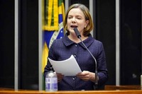 Gleisi Hoffmann (PT-PR) defendeu reajuste do professor. Foto: Pablo Valadares/Câmara dos Deputados.