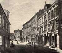 1869, třetí dům zprava je postaven na místě Betlémské kaple a s využitím jejího zdiva