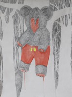 Z cyklu "Mickey svlečky", 2017, 59x76 cm, akryl a tužka na plátně