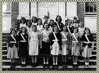 Safety patrol, sixth grade, E.K. Powe Elementary School, 1951 (boys patrolled outside, girls could only patrol inside).
