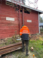Nokia 2021. Viljamakasiinin hirsivaurion korjaus käynnissä.