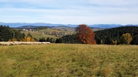 Na horizonte môžete vidieť zľava Nízke Tatry - Chopok a Ďumbier a v pravo Vysoké Tatry od Kriváňa po Lomničák. Pod týmito krásnymi horami vidieť obec Lom Nad Rimavicou.