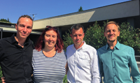 Zleva Ivan Bartoš, Silvie Mrkvanová, Jiří Kadeřávek a Zbyšek Martoch, poskytující rozhovor o ÚOHS (KD Rubín 2019)