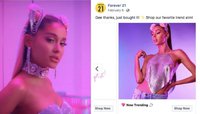 The photo on the left is from Ariana Grande's '7 Rings' music video. The photo on the right is one of the original ads by Forever 21 that has since been deleted. Photo from thenews.com.pk