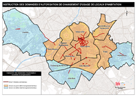 METROPOLE de LILLE / Plan des périmètres soumis au changement d'usage avec compensation