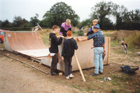 Building the first skateboard ramp near the Scout HQ, 1991