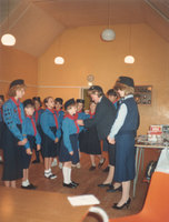 Inside the (old) Village Hall: 2nd Mulbarton Guide enrolment, 1987