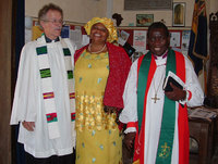 Rev Jess Stubenbord with Fidele Drokpa, Archbishop of Congo, and his wife