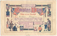 Children helped the war effort: Certificate for Empire Day 1915 – sent to Arthur ‘Tongate’ (should be Tungate)