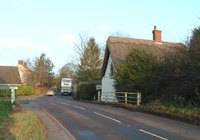 Eastern Counties double-decker on the B1113 near Mulbarton Bridge, Dec. 2004.