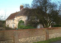 Lodge Farm House, Rectory Lane, showing west end of house, suggesting that this was once a smaller west-facing farm-house to which a large extension was added