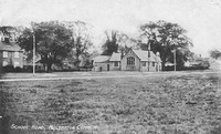 Postcard of school and school house (left) – titled ‘School Road, Mulbarton Common’. Posted to Miss M Lofty, Mulbarton, Norwich, 3rd March 1908