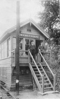 Swainsthorpe signal box, relocated to Wells in 1987.