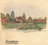 Painting (artist unknown) of Common with derelict mill left background, dated 1933