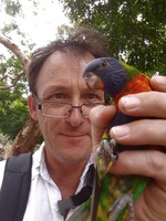 Steve with a rainbow lorikeet