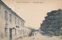 Dobová pohlednice z roku 1909 ukazuje, jak vypadala hráz farského rybníka s akáty ve Stráži nad Nežárkou ještě před jeho zmenšením. (archiv: Marta Hrušková)