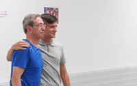 Santa y Pablo posando antes del partido