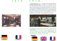 Bilder im Abstand von hundert Jahren. Rechts: Seite 57 aus „Hundert Jahre Urkatastrophe. Der Kolonialvertrag 1919“, Göttingen 2018. M. Erzberger zweiter von links. Bild links: wo ist die Vertreter der führenden Hälfte der Entente?