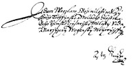 Vlastnoruční podpis a titulatura knížete Adama Václava (1611)