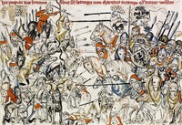 Pokryti kovovými pláty se v kruté a nepřehledné řeži rytíři rozeznávali podle barev a rodových erbů na štítech. Zdroj: Wikipedie, Legnica
