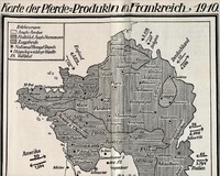 Mapa "produkce" koní v předválečné Francii roku 1910. Zdroj: archiv autora