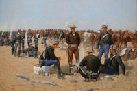 Polní ležení vojáků kavalerie. Zdroj: Wikipedie, Frederic Remington