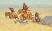 Indiáni útočící na vrchol kopce. Zdroj: Wikipedie, Frederic Remington