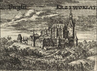 Hrad Křivoklát v 17. století. Zdroj: Wikipedie, rytina Václava Hollara